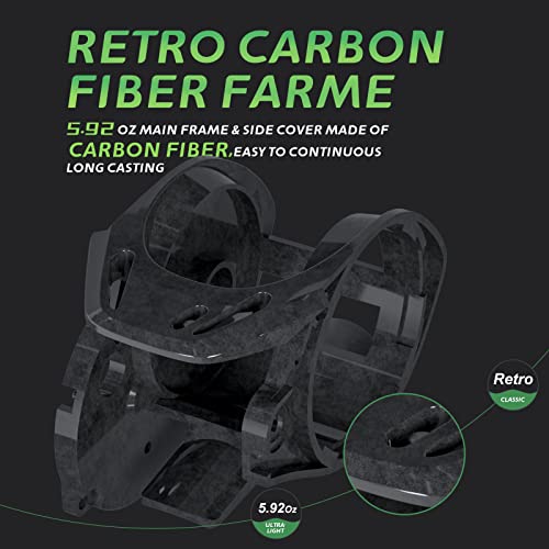 Haut Ton Green Feather Baitcaster Fishing Reels,Low Profile Professional Edition Baitcasting Reel,7.2:1Gear Ratio,Carbon Fiber Frame,5+1Bb.13Lbs Drag System, Freshwater Saltwater Ultralight Fishing, #TOP2