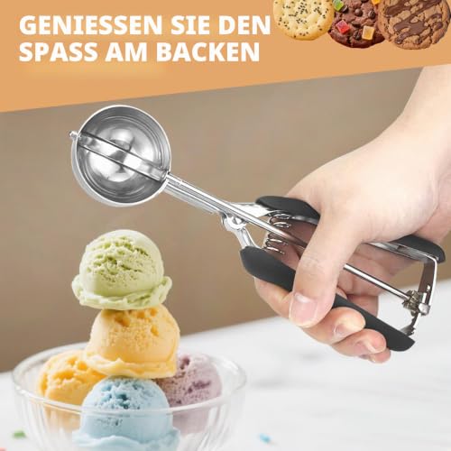 Foto von Mittlere Keksschaufel 2 Esslöffel, Größe #40 Keksteigschaufel, 18/8 Edelstahl Eisportionierer mit bequemem Griff, zum Backen von Keksen, Muffins, Cupcakes