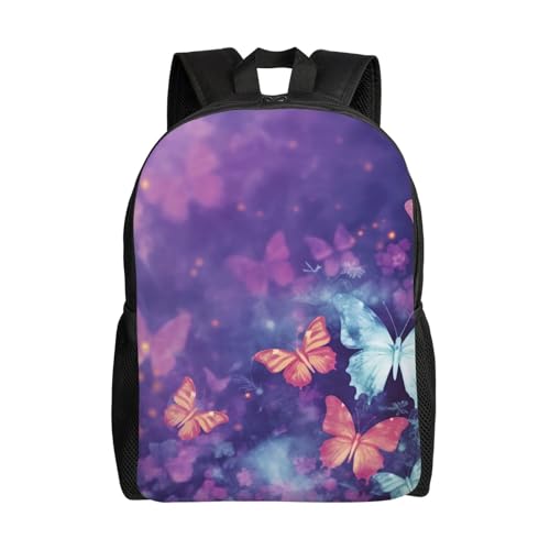 Mochila para mujer y hombre con mariposas y degradado impermeable miniatura 1