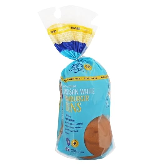 Bright Sky Bake House Artisan White Hamburger Buns, Soft Crafted, Non GMO, Gluten Free, 9 Ounces (Pack Of 6)