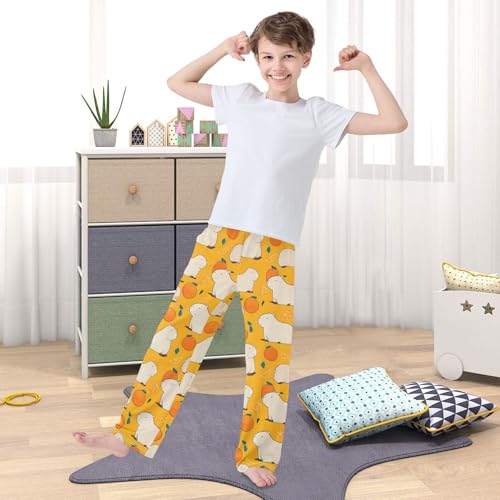 Orange Capybara Pattern Pajama Pants Long Sleep Pants Soft Pajama Bottoms With Pockets Loungewear4