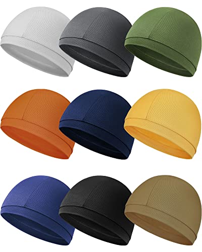 Image of 9 Pcs Cooling Skull Cap Camo Liner Sweat Wicking Lightweight Cycling Cap Running Hat for Men Women