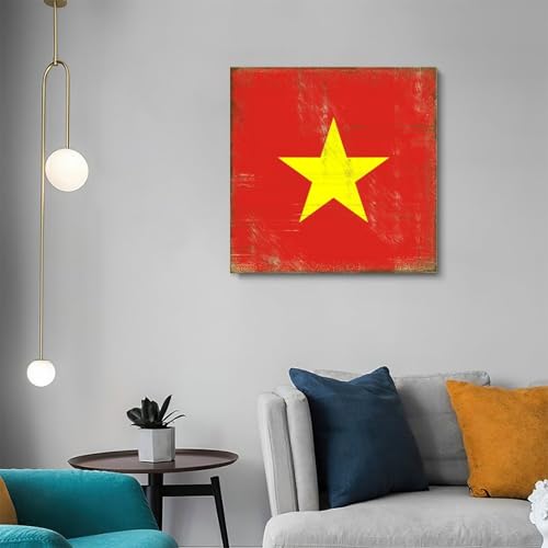 Lienzo vintage de la bandera de Vietnam de 50x50 cm, el regalo de inauguración de casa ideal 5