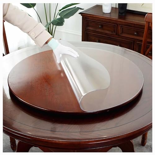 Runde weiche Glastischdecke, 90 cm Durchmesser, transparente PVC-Tischdecke mit abgeschrägtem Rand, 65 °, ideal für draußen, Buffet, Tischplatte, Bar und Arbeitsplatte