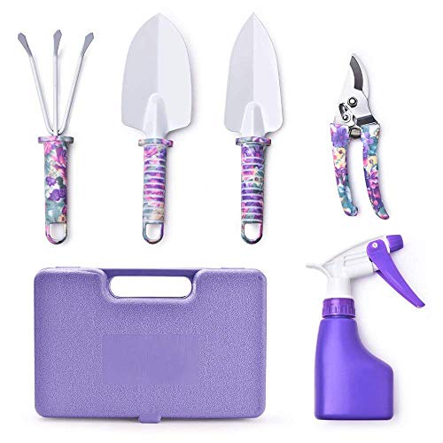 SELOOT Gardening Tools Set, Gardening Planting Tools Set Home Gardening Flowers Vegetables Potted Trim Loosing Planting Tools (5 Piece Purple)