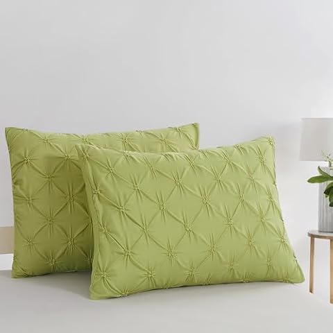 Vaulia Lightweight Microfiber Decorative Well Designed Craft Pillow Shams, Set of 2 Olive Green Color, King Size Cover