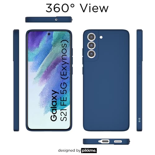Image of Outlouders Back Cover for Samsung Galaxy S21 FE 5G | Camera Protection | Durable Soft Matte Silicone Bumper Case (Blue)