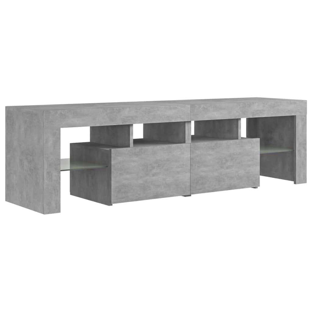 vidaXL Mueble para TV con Luces LED Soporte Armario Aparador Estante Salón Sala de Estar Decoración Entretenimiento Gris Hormigón 140x35x40 cm