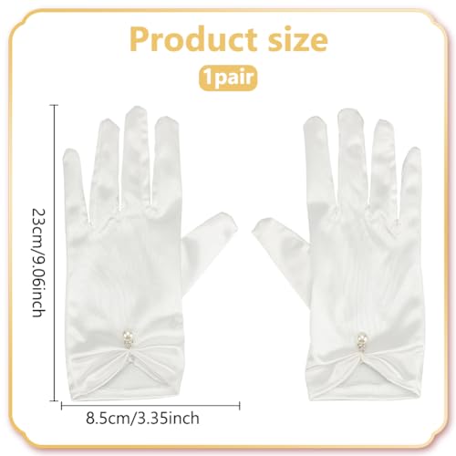 ANATTASOUL Gloves for Bridal Elegant Short Gloves Wrist clothGloves for Wedding Opera Dinner Party (A-Beige)2