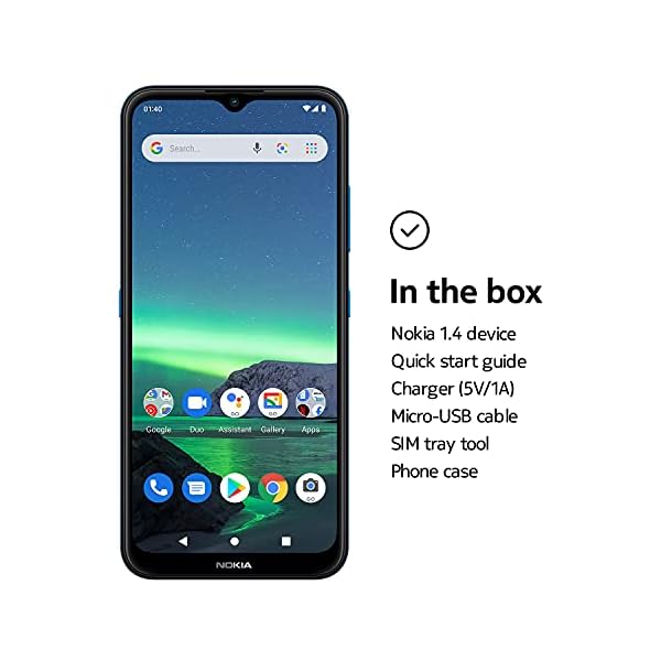 Nokia-14-Android-10-Go-Edition-Unlocked-Smartphone-2-Day-Battery-Dual-SIM-US-Version-232GB-651-Inch-Screen-Fjord-Blue Nokia 1.4 | Android 10 (Go Edition) | Unlocked Smartphone | 2-Day Battery | Dual SIM | US Version| 2/32GB | 6.51-Inch Screen | Fjord Blue