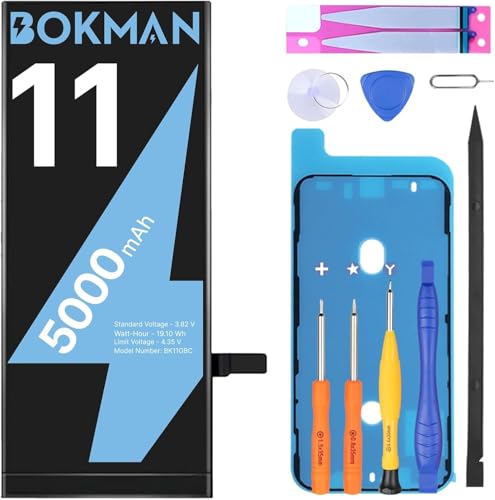 bokman for iPhone 11 Battery Replacement High Capacity 5000mAh Lithium Polymer Battery with Repair Tool Kits
