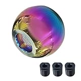 BDZMC Car Round Ball Gear Shift Knob, Aluminum Alloy Gear Shift Stick Head for Most Manual Vehicles with 3 Adapters M8, M10, M12 (Colorful)
