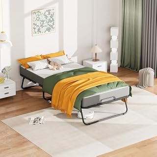 Greenvelly Folding Bed with 5 Inch Mattress, 75” x 38” Portable Rollaway Bed with Memory Mattress and Metal Frame for Adults,Guest, Twin Size,Cot Size
