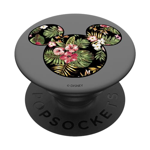 PopSockets Mickey Mouse con estampado floral hawaiano Soporte PopGrip intercambiable