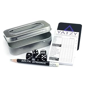 Yatzy Travel Tin – Traditional Dice Game in a Compact Hinged Storage Tin. Pocket-Sized Set (9.6 x 6.2 x 2.2cm). UK-Made.