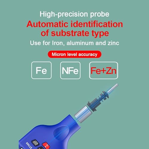 Calibrador de espesor de recubrimiento, medición precisa para pintura automotriz con pantalla LCD grande retroiluminada miniatura 2