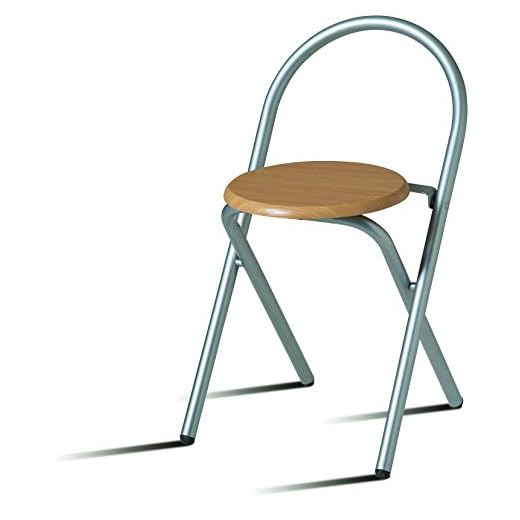 Plio Taburete silla plegable metal asiento madera,para cocina, baño, balcón, habitación juvenil. 1 unidad