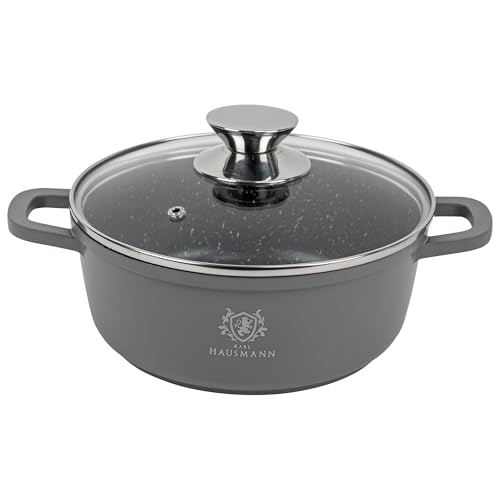 KARL HAUSMANN Pentola Antiaderente - 2.3 Litri - Ø 20 cm - Casseruola Induzione in Alluminio Pressofuso con Coperchio - Pentola per Tutti i Piani Cottura - Pentole Antiaderenti per Pasta - Pot