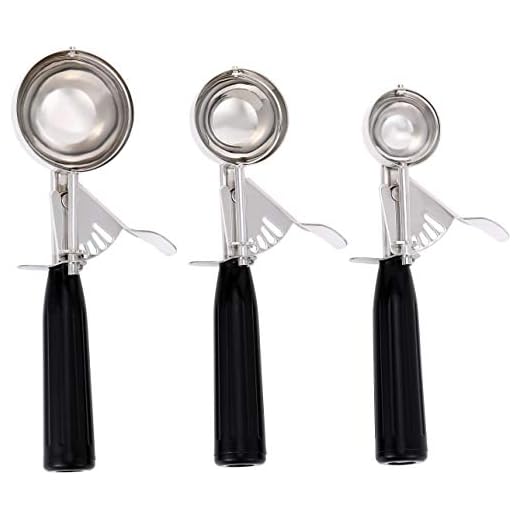 Cookie Scoop Set of 3,Ice Cream Scoop Set of 3,Stainless Steel Ice Cream Scoop with Trigger Include Small Size(1.58 Inch),Medium Size(1.97 Inch),Large Size(2.48 Inch)