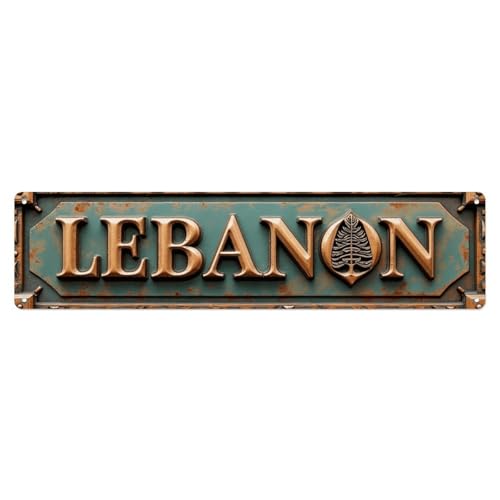 Plaque en métal vintage avec emblème de feuille du Liban, décoration murale pour salon, bar, maison, chambre à coucher, 10,2 x 40,6 cm