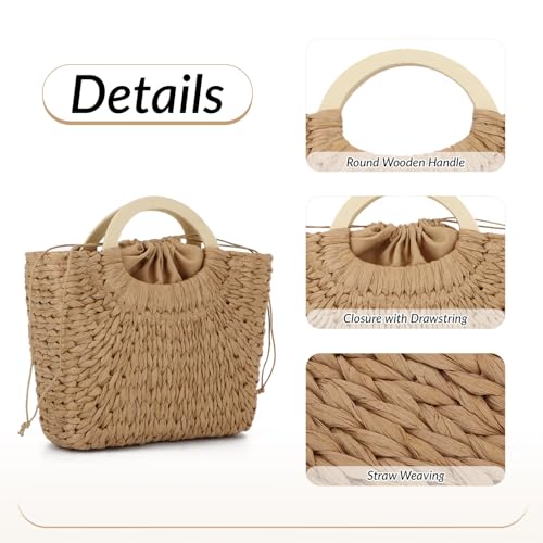 Bolso de paja para mujer tipo tote verano playa miniatura 4