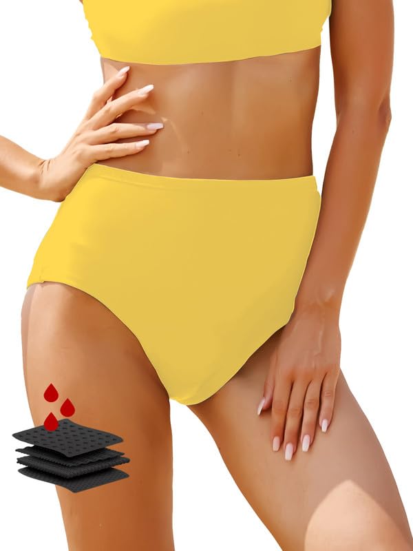 Period Swimwear-Menstrual Swimsuit Bikini Bottoms-High Waisted Leakproof  Swim Bottoms for Teens Girls and