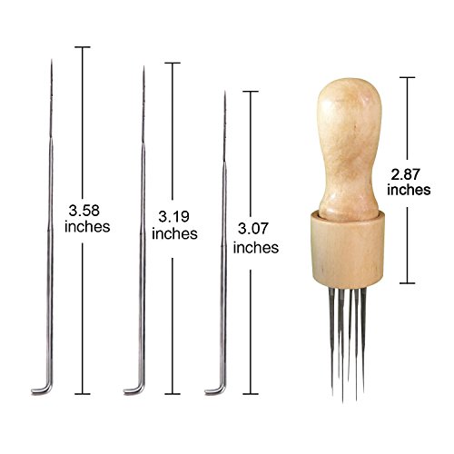 DIY Feutre Point Punch Outil avec poign¡§?e Solide en Bois feutrage Plus Efficace 8 Pi¡§¡§Ces Feutre Aiguille Outil Laine Kit de Feutrage avec Porte-Aiguilles en Bois (Felt Stitch Punch Tool)