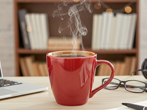 Image of Bodhi House Handcrafted Ceramic Coffee Mug Set of 2 Pieces (350 Ml), Stoneware Tea Cup, Microwave Safe Large Milk Mug, Glossy Finish, Ideal for Daily use, Casual Gatherings and Gifting, Burgundy