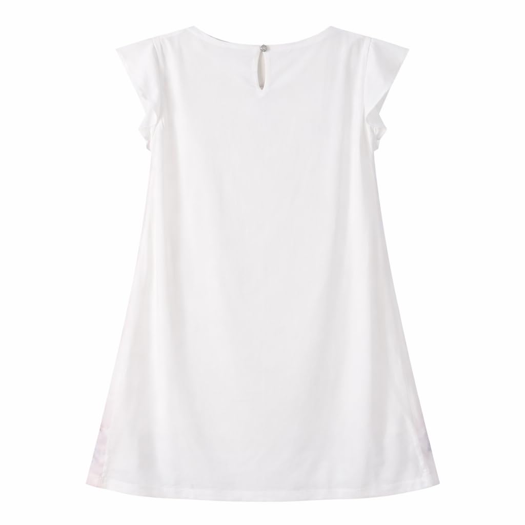 Generico Vestito Elegante da Ragazza, Abito Estivo per Cerimonia, Senza Maniche, Stampa Floreale, 10-16 Anni