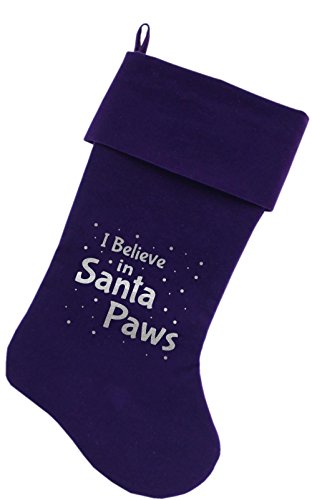 Mirage Pet Products Santa Paws Screen Print Velvet Christmas Stocking, Size 18, Purple