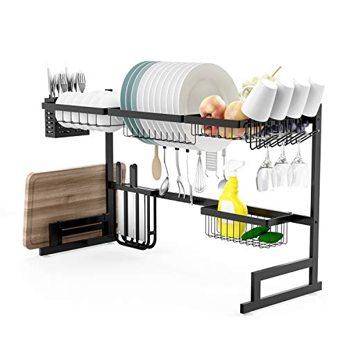 Over the Sink Dish Rack (33.5 Inches), SUS304 Stainless Steel Dish Drying Rack for Kitchen, Dish Drainer Holder for Sink, Black - Thumbnail 7