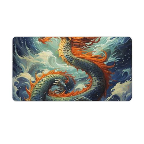 Tapis de souris de jeu grand tapis d'écriture de bureau motif dragon antidérapant