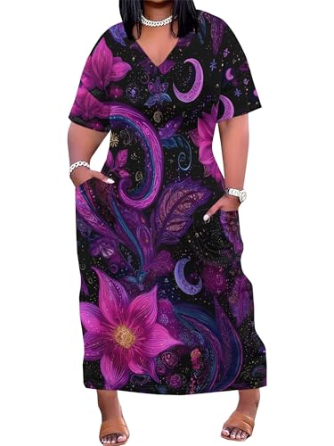 Image of SUZONANA Plus Size Dresses for Curvy Women African Print American Dress Summer Outfits Casual Loose with Pocket