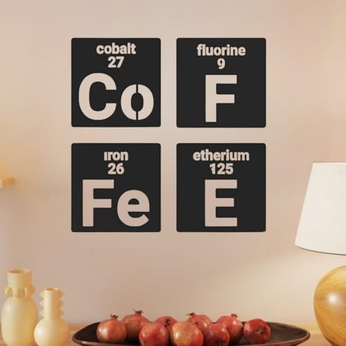 STASH HOUSE Elements Coffee Wood Wall Art Wall Decoration for Office and Living Room, Coffee Wooden Wall Art Wall Hanging Gift for Housewarming (28 x 28 cm) (Set of 4)