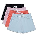4 Pack: Girls Active Athletic Performance Quick Dry Fit Short Running Sports Shorts Soccer Tennis...