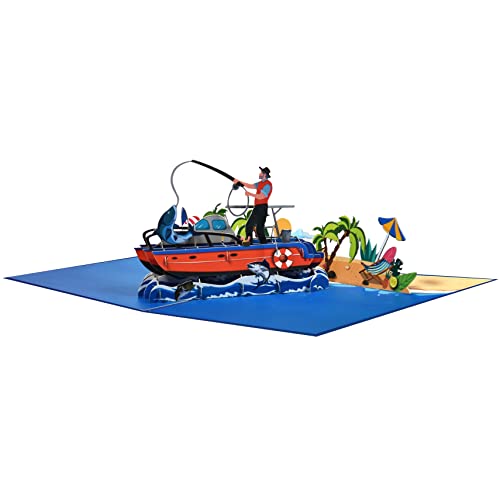 Greeting Art Fishing Pop Up Card, Fishing Birthday Pop Up Card, Father’s Day Card,Retirement Card, Fishing Card For Dad Husband Anniversary Card Father Fishing Card Fisherman Fishing Gift #TOP6