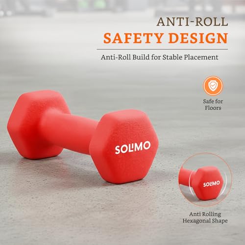 Image of Amazon Brand - Solimo Neoprene Dumbbell 2 kg, Set of 2 (Red)