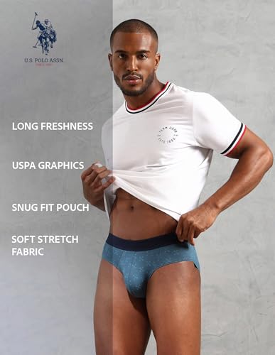 Image of U.S. Polo ASSN. Mens OEB16 Low Rise Printed Underwear Briefs - Pack of 3
