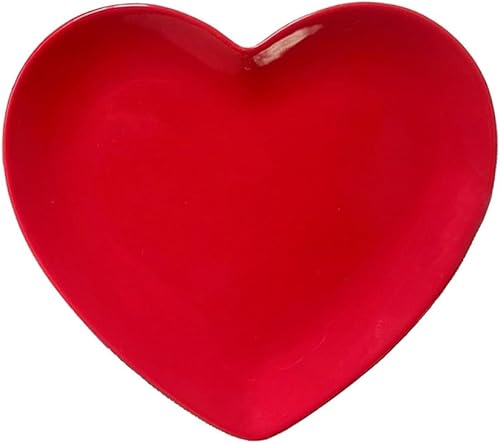 Plato de cena de cerámica, plato de postre en forma de corazón, plato de ensalada, plato de fruta, 9 pulgadas