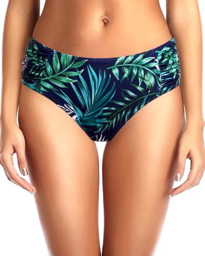Image of Tempt Me Women Bikini Bottoms Mid Waist Bathing Suit Swimsuit Ruched Swim Bottom