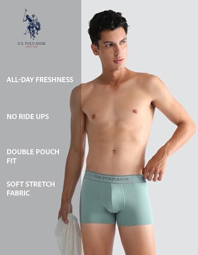 Image of U.S. Polo ASSN. Mens OET15 Mid Rise Solid Underwear Trunks - Pack of 3