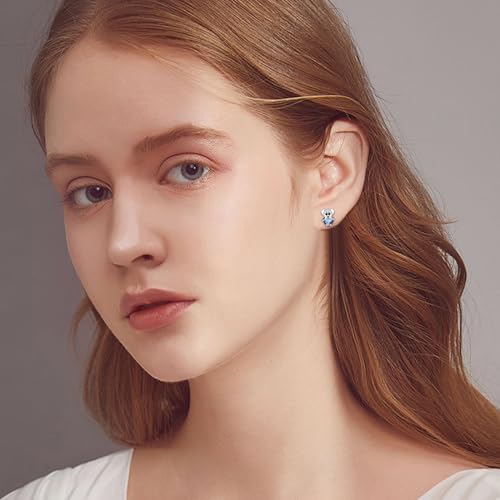 Image of 925 Sterling Silver Dog Earrings Cute Animal Puppy Stud Earrings Dog Jewelry Gifts for Women Girls Pet Lover Hypoallergenic Earrings for Sensitive Ears