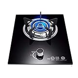 33CM Gasherd, 1 Gasherd NG/LPG Umwandelbar, Schwarzes Kochfeld Aus Gehärtetem Glas Mit Flammenausfallschutz, Eingebaute Arbeitsplatte Mit Doppeltem Verwendungszweck (Color : A, Size : NG)