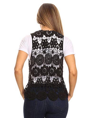 Anna-Kaci Lace Front Open Sleeveless Top Cardigan Crochet Vest Cover up Summer Beachwear3