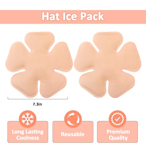 Image of Hat Ice Pack Insert - Reusable Cooling Gel Cap Liner for Baseball, Hard Hat, Construction & Outdoor Work, Cold Packs for Helmet, Head Cooling Relief for Summer Heat (2 Pack)(Pink)