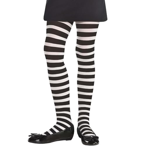amscan Kids Black and White Striped Tights2