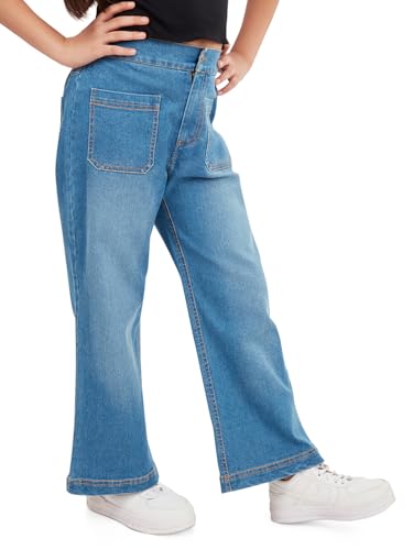 Image of olele Girls Super Jeans Collection for 4-14 Yrs | Stretchable Cotton Denim Trousers | Blue Jeans for Kids | Baggy Denim Pants | Cargo Pants for Girls