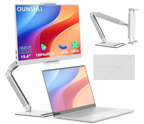 Image of Portable Monitor 15.6 inch, FHD 1080P 100% sRGB White Laptop Monitor with Adjustable Stand, Ultra Slim Travel Monitor with Eye Protection, Plug and Play for Laptop /PC /Mac /Android /PS5