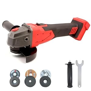 Akku Winkelschleifer Kompatibel mit Milwaukee 18V, Winkelfräser 125 mm Räder, Bürstenloses Schleifwerkzeug 800W 12000 U/min, Winkelschleifer mit 6 Discs zum Schneiden, Schleifen und Polieren