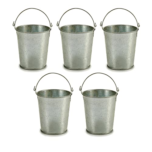 HdHStore/Juego de 5 Cubos Metálicos con Asa, Porta Macetas para Plantas, Jardín, Patios o Ventanas, Set de 5 Recipientes Multiusos Cover